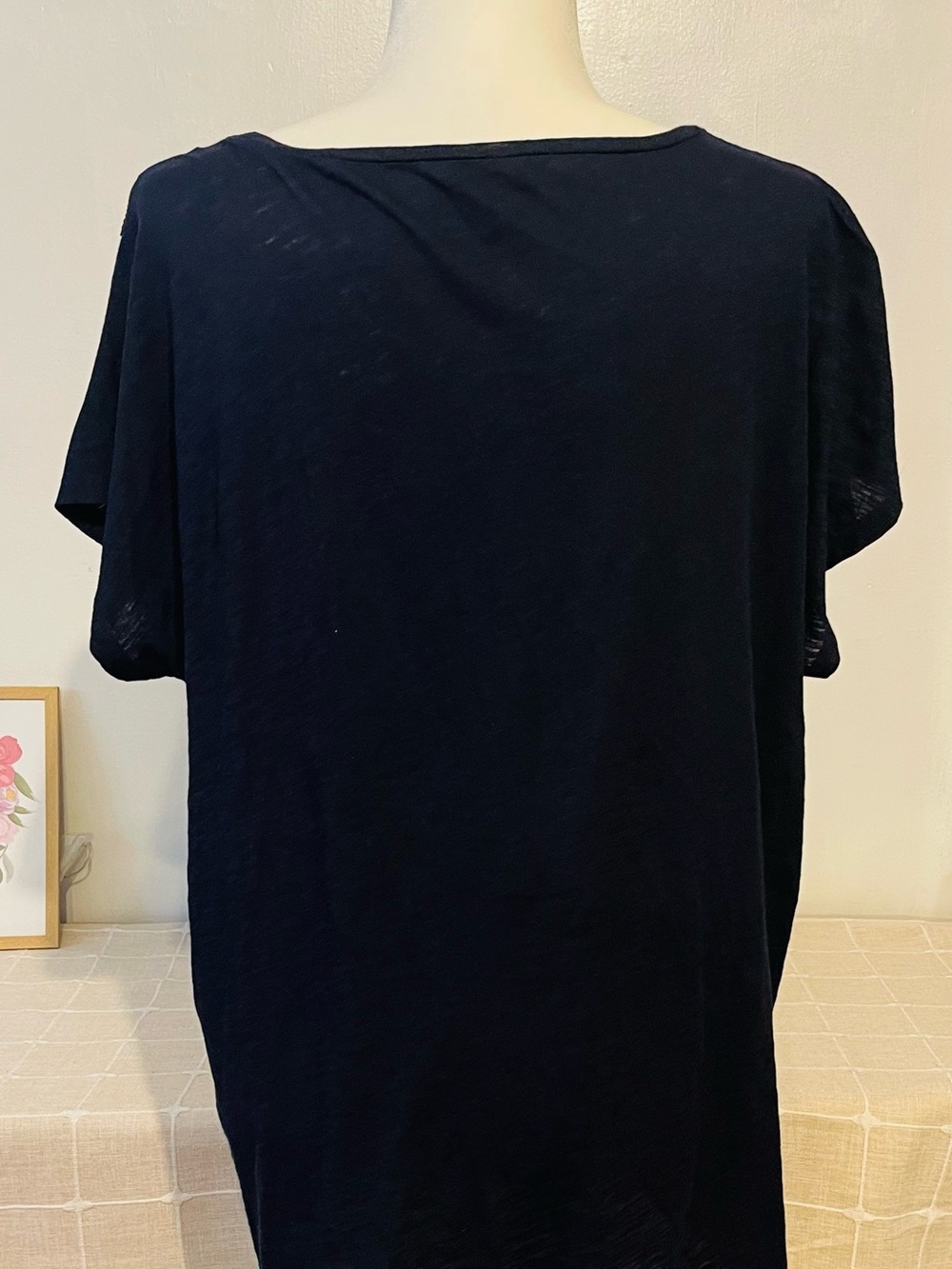 LOFT women’s casual Navy Lace Yoke Short Sleeve Blouse size XL 100% cotton NWT - Picture 4 of 15